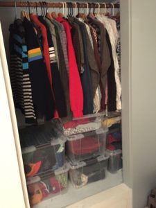 Clothes hanging in closet